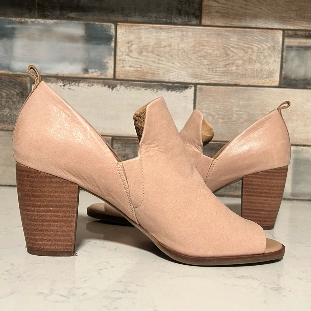 Lucky Brand Jachai Open Toe Ankle Boots Block Heel Leather Sandals Size 9/40 - Picture 3 of 15